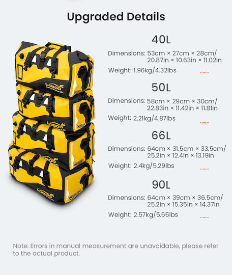 Loboo Waterproof Motorcycle Tail Bag 90lt Black