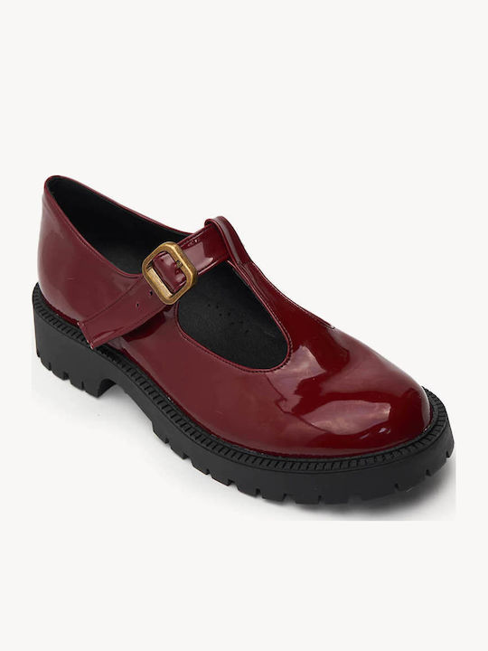 Морави Дамски Балетни Обувки Loafers Mary Jane Блестяща Текстура