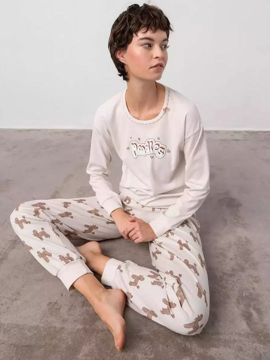 Vamp Set Pijamale pentru Femei Beige Stream