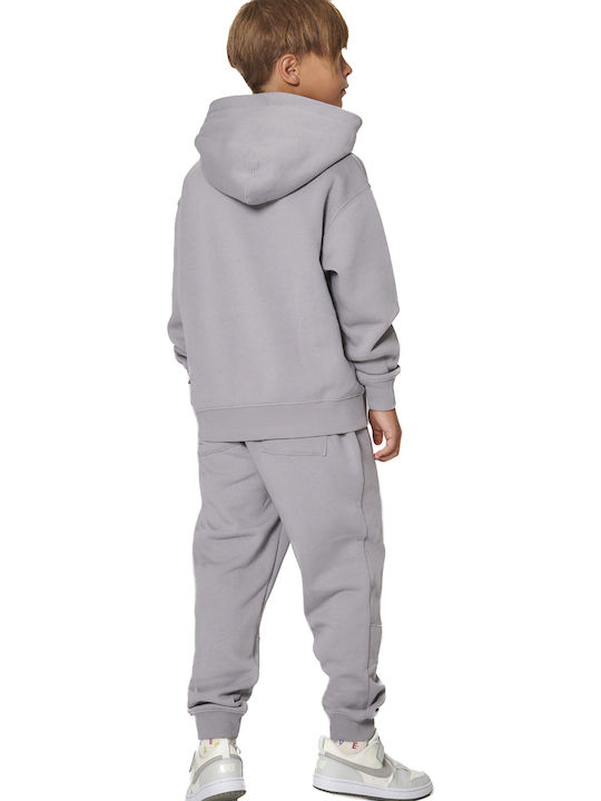 Fleece Kids Sweatshirt with Hood and Pockets Gray