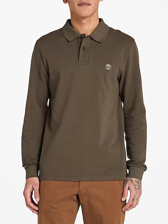 Millers River Polo Long Sleeve Blouse Dark Olive Green