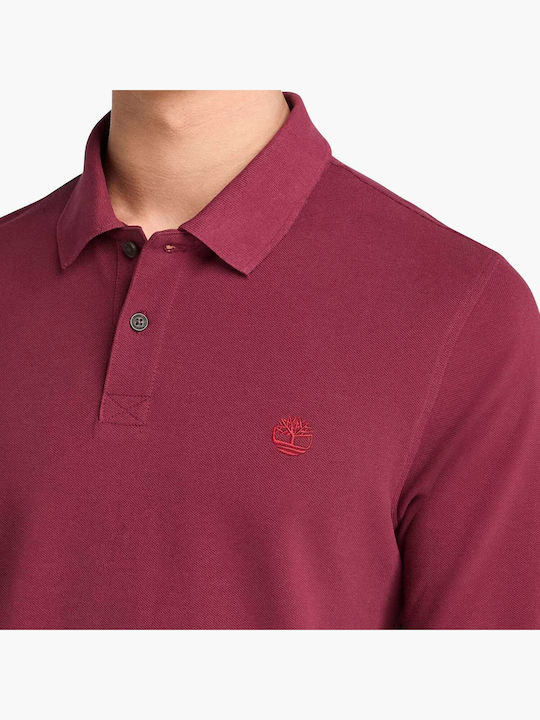 Millers River Pique Polo Long Sleeve Blouse Burgundy