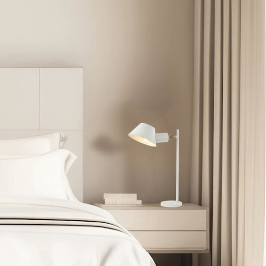 Zambelis Lights Metal Table Lamp for Socket E27 with White Shade and Base