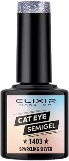 Elixir Semi Halb-permanenter Nagellack Sparkling Silver #1403 mit Glitter Katzenauge 8ml 1Stück