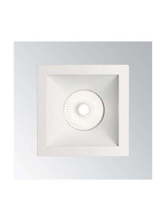 Ideal Lux Τετράγωνο Μεταλλικό Χωνευτό Σποτ με Ενσωματωμένο LED και Θερμό Λευκό Φως Λευκό 8.4x8.4εκ. 1τμχ