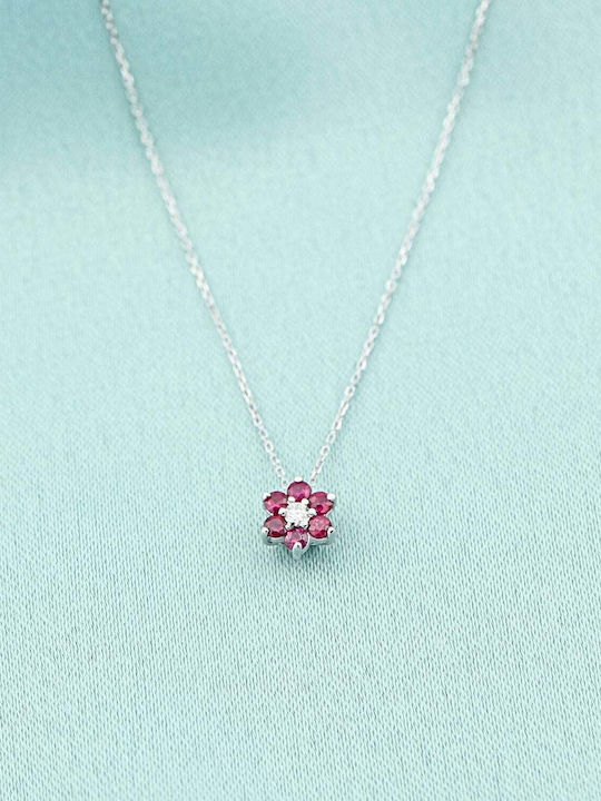 Sorelly Colier cu design Floare din Aur alb 14K