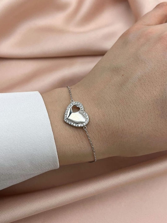 Sorelly Damentäuber Armband mit Herz-Design aus Silber 15,5 cm