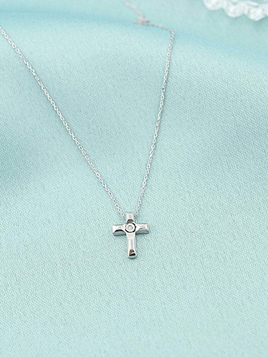 Sorelly Weißgold Kreuz 14K mit Kette