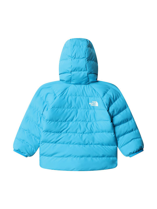 Waterproof Kids' Sports Jacket Double Sided with Hood Turquoise Reversible Perrito