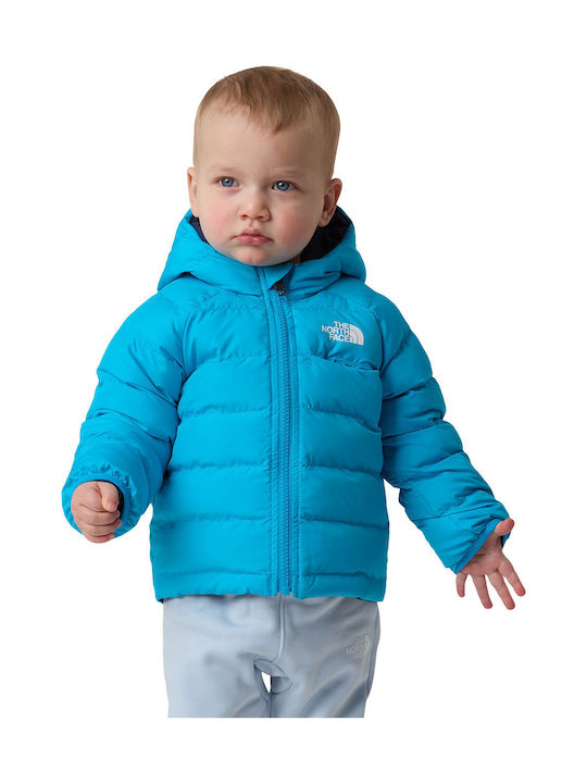 Waterproof Kids' Sports Jacket Double Sided with Hood Turquoise Reversible Perrito