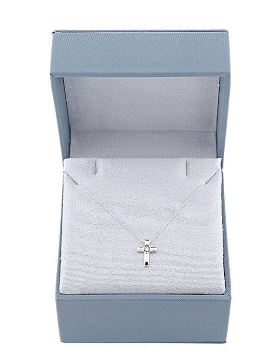 Sorelly Бял златен Кръст 14K с Верижка