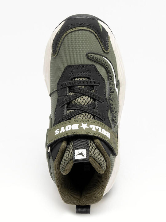 Παιδικά Sneakers High Ανατομικά με Σκρατς & Φωτάκια Πράσινα
