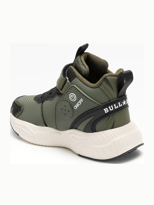 Παιδικά Sneakers High Ανατομικά με Σκρατς & Φωτάκια Πράσινα