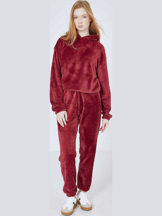 Σετ Φόρμας Fleece Μπορντό