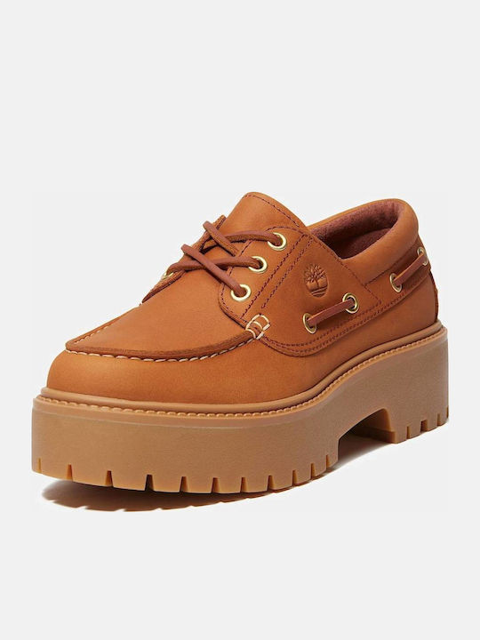 Street Women's Boat Shoes in Orange Color