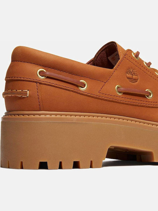 Street Women's Boat Shoes in Orange Color