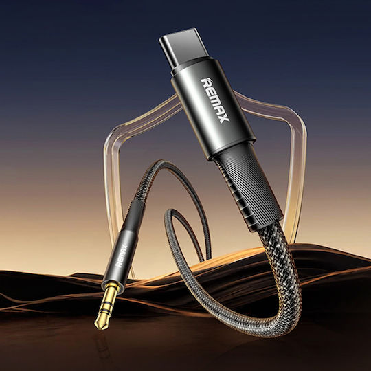 Remax Плетена USB 2.0 Кабел USB-C мъжки - 3,5 мм мъжки Черен 1.2м