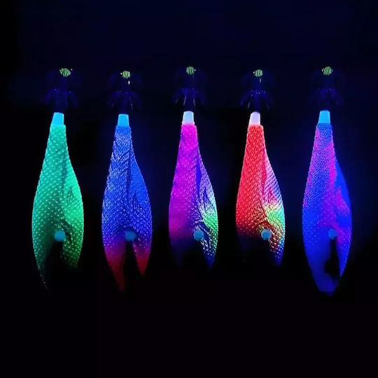 Yokai Jlc Fluor Squid Jig Artificial Bait Uv Glow Double Needles Bkk Orange Black