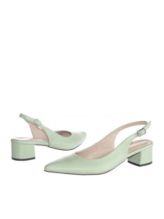 Leather Green Low Heels