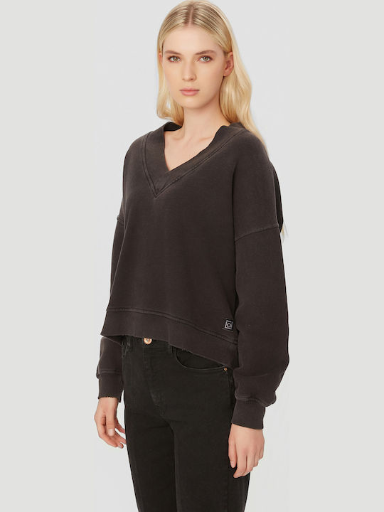 Γυναικεία Μπλούζα Βαμβακερή με V Λαιμόκοψη Vintage Black