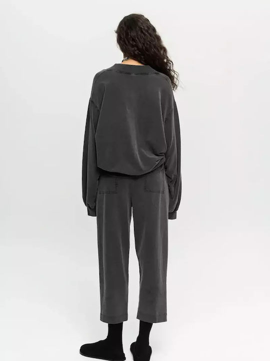 Women's Sweater Cotton with V Neckline Black, Grey