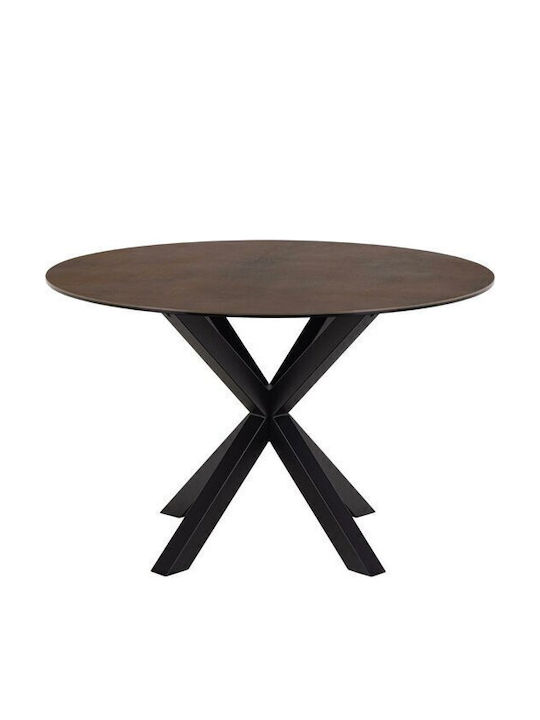 Norsica 780 Round Table Dining Room with Ceramic Surface Brown, Black 76x76cm