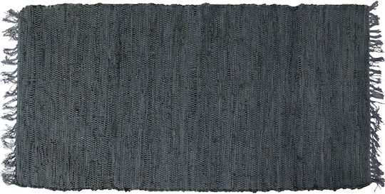 San Lorentzo Leather Flat 1372A Rug Outdoor Rectangular Leather with Fringes Grey