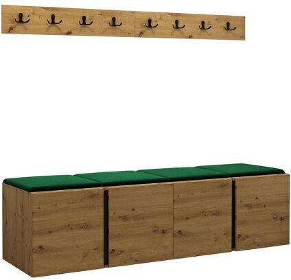 Hartford 276 Eingangsmöbel mit Spiegel & Garderobe Artisan Oak 168x42x46cm