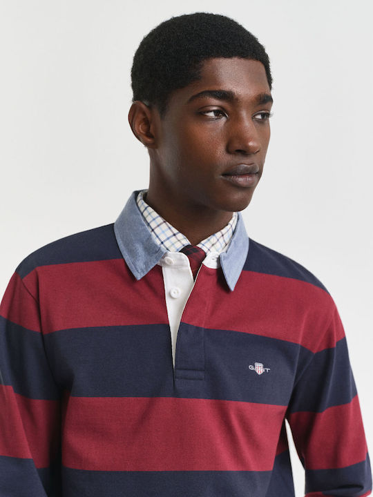 Heavy Polo Long Sleeve Burgundy Blouse