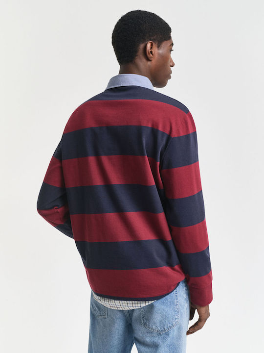 Heavy Polo Long Sleeve Burgundy Blouse