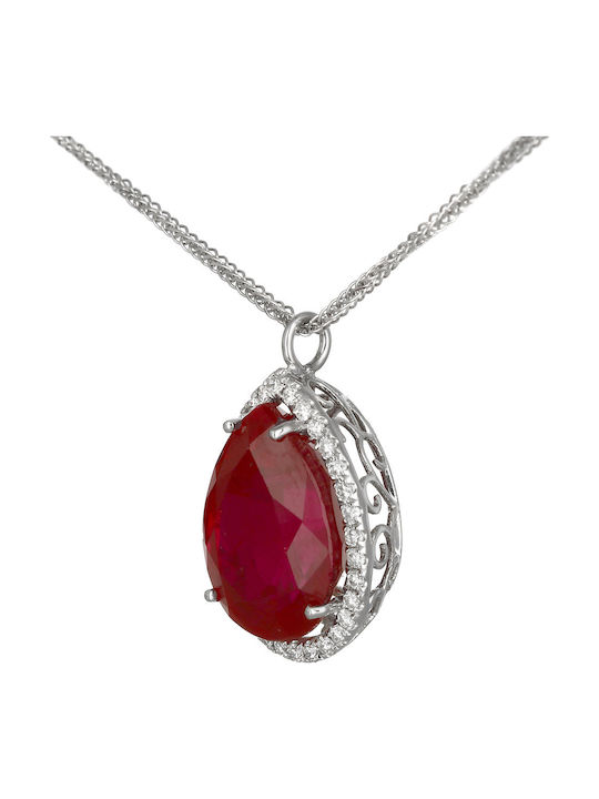 Halskette Rosette aus Weißgold 14K