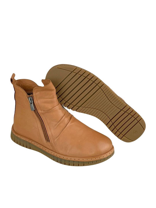 Leder Stiefeletten Damen Tabac Braun