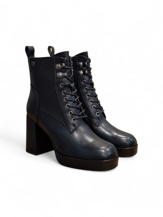 Leder Stiefeletten Damen Schwarz