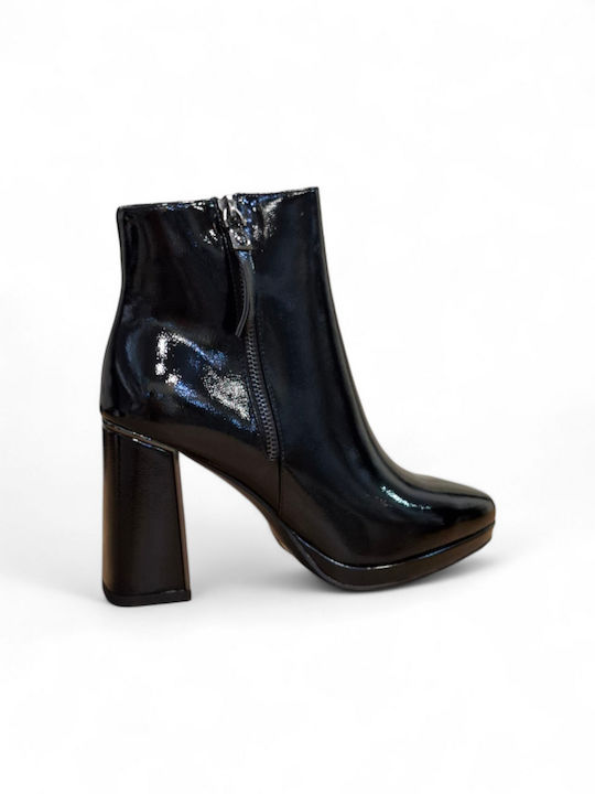 Stiefeletten Damen aus Lackleder Schwarz