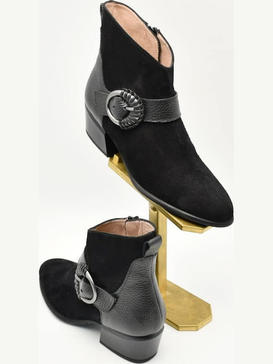 Wildleder Stiefeletten Damen Schwarz