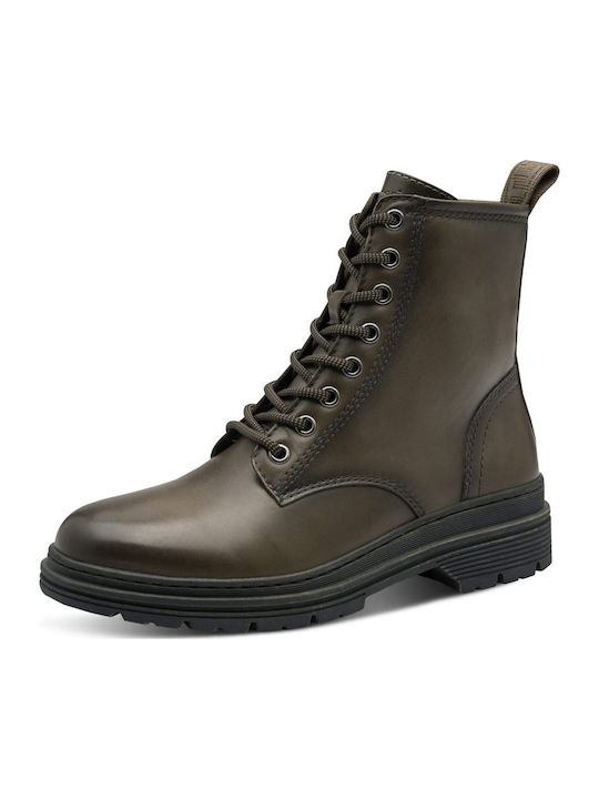 Leder Stiefeletten Damen Khaki