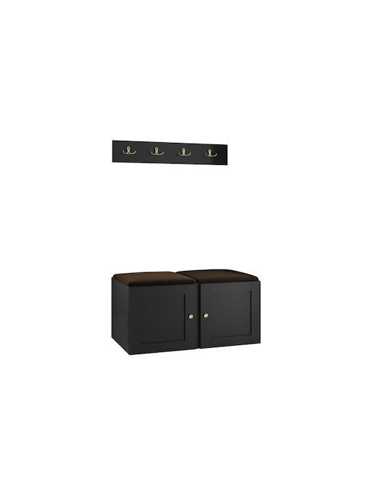 Hartford 376 Entry Furniture with Mirror & Hanger Brown, Black 84x44x42cm