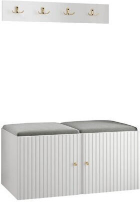Hartford 384 Entry Furniture with Mirror & Hanger Grey, White 84x44x42cm