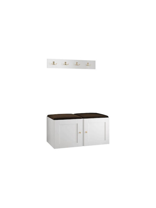 Hartford 376 Eingangsmöbel mit Spiegel & Garderobe Brown, White 84x44x42cm