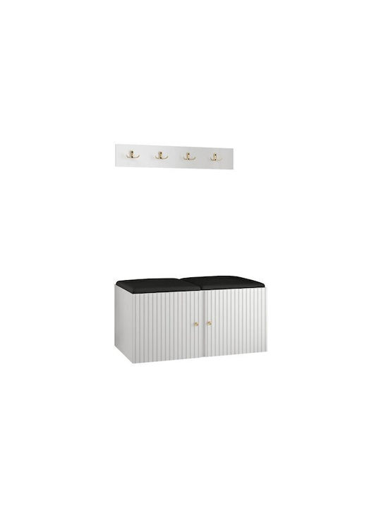 Hartford 384 Eingangsmöbel mit Spiegel & Garderobe White, Black 84x44x42cm