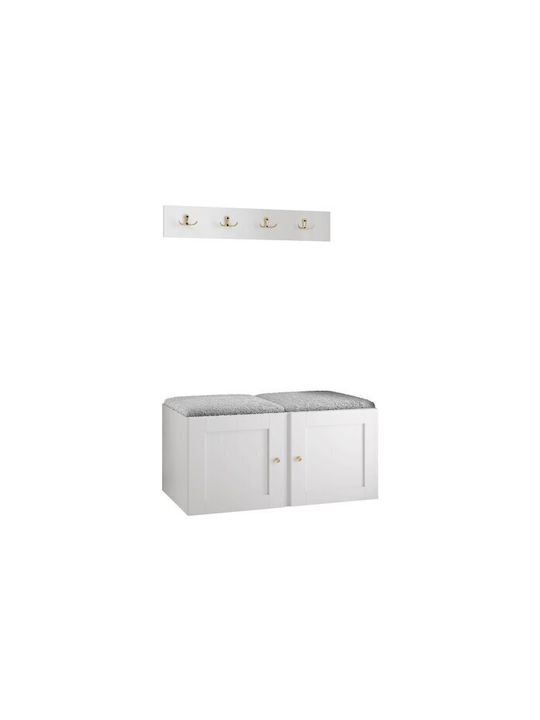 Hartford 376 Eingangsmöbel mit Spiegel & Garderobe Light Grey, Black 84x44x42cm