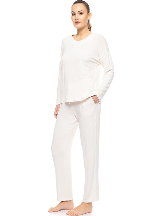 Pink Label Winter Damen Pyjama-Set Dusty Pink