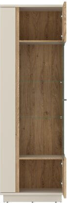 Remcale 107 Floor Living Room Display Cabinet made of Particle Board with Oak Glass