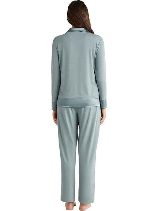 Penye Mood Winter Damen Pyjama-Set Dark Green