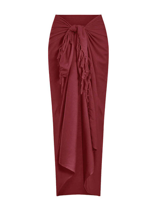 Celestino Damen Pareo Monochrom Bordeaux