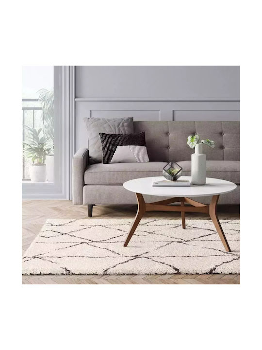 Saray Home Moroccan Eyelash Covor Rectangular Shaggy Ivory Black