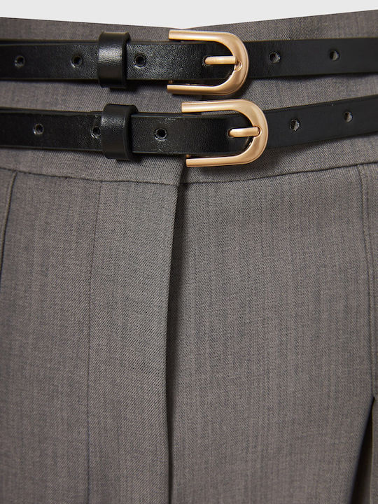 Women's High-waisted Fabric Trousers in Loose Fit Dark Grey