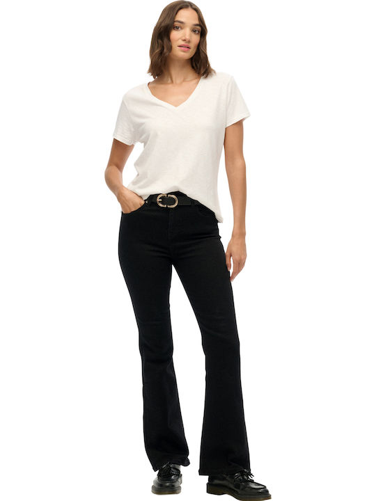 Damenjeans Schlaghose Mittelhohe Taille Black