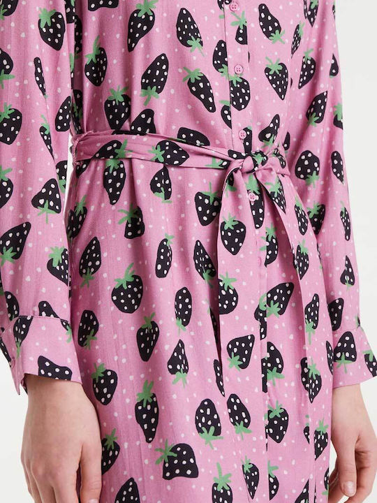 Rochie Cămașă Midi Roz