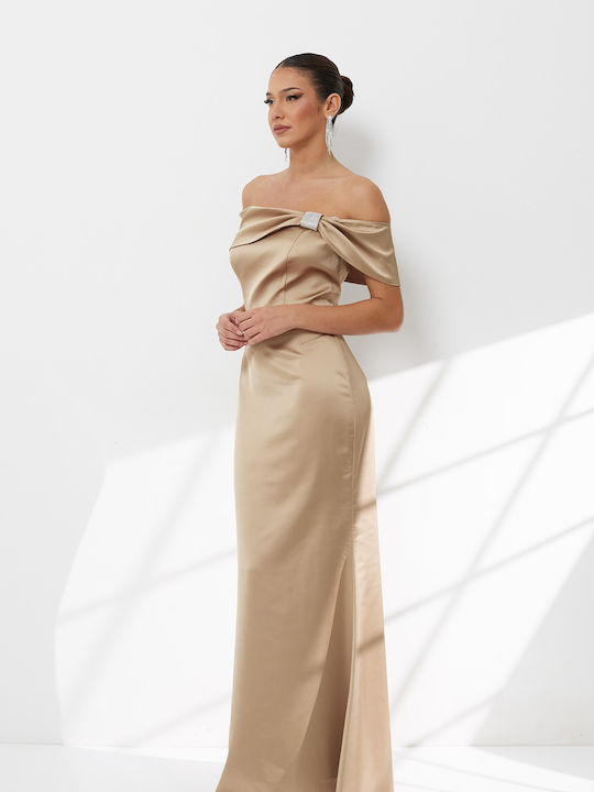 Maxi Damenkleid für Hochzeit - Taufe Beiges